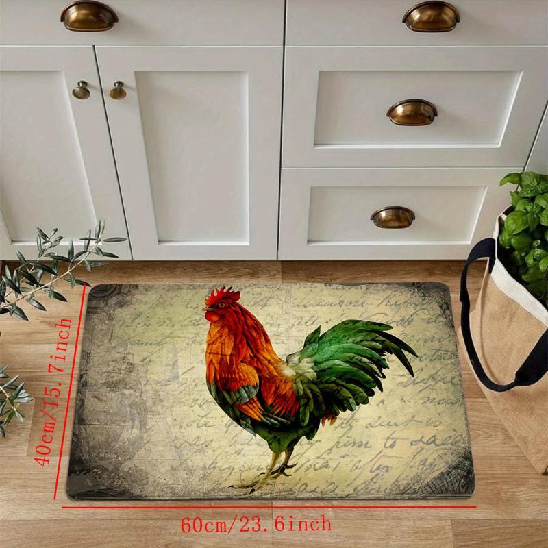 Colorful Chicken and Flower Floor Mat Non Slip Indoor Carpet