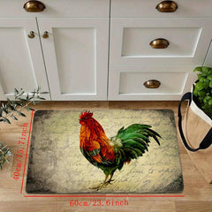 Colorful Chicken and Flower Floor Mat Non Slip Indoor Carpet