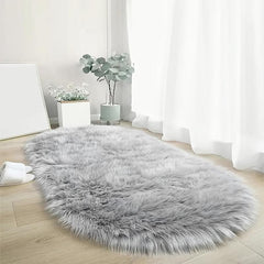 Bedside Fluffy Bedroom Rug Soft Faux Fur Sheepskin Carpet Warm Winter Decor