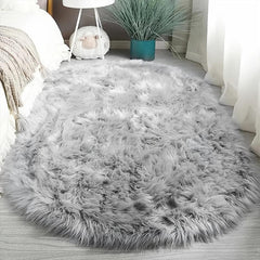 Bedside Fluffy Bedroom Rug Soft Faux Fur Sheepskin Carpet Warm Winter Decor