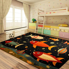 Colorful Cartoon Fish Kids Rug Washable Non Slip Play Mat