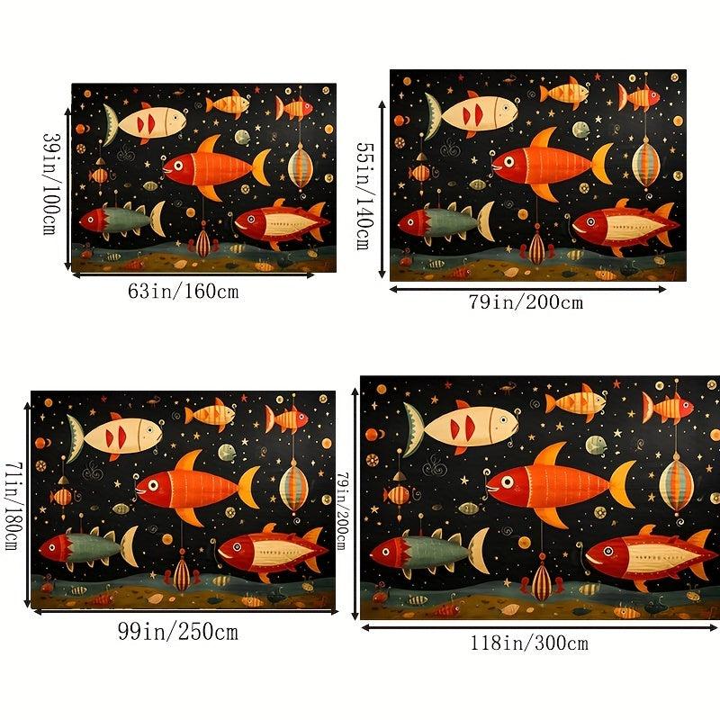 Colorful Cartoon Fish Kids Rug Washable Non Slip Play Mat