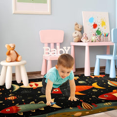 Colorful Cartoon Fish Kids Rug Washable Non Slip Play Mat