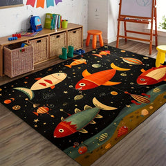 Colorful Cartoon Fish Kids Rug Washable Non Slip Play Mat