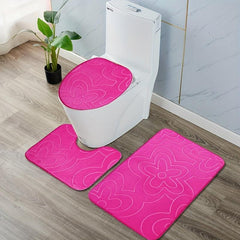 3pcs Soft Bathroom Rug Set Non Slip Machine Washable