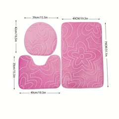 3pcs Soft Bathroom Rug Set Non Slip Machine Washable