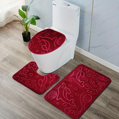 3pcs Soft Bathroom Rug Set Non Slip Machine Washable