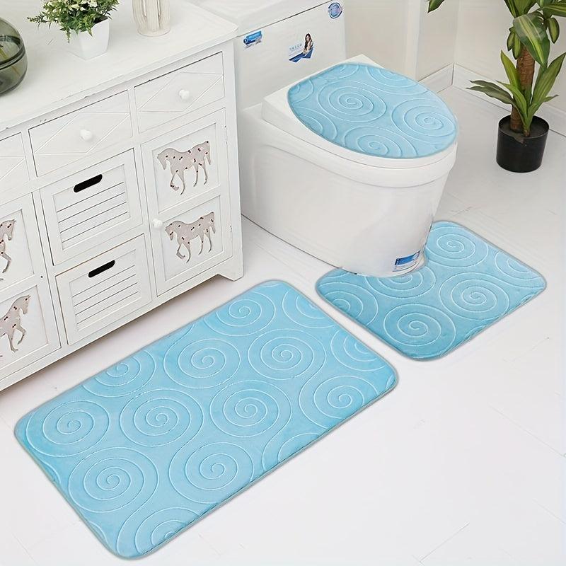 3pcs Soft Bathroom Rug Set Non Slip Machine Washable