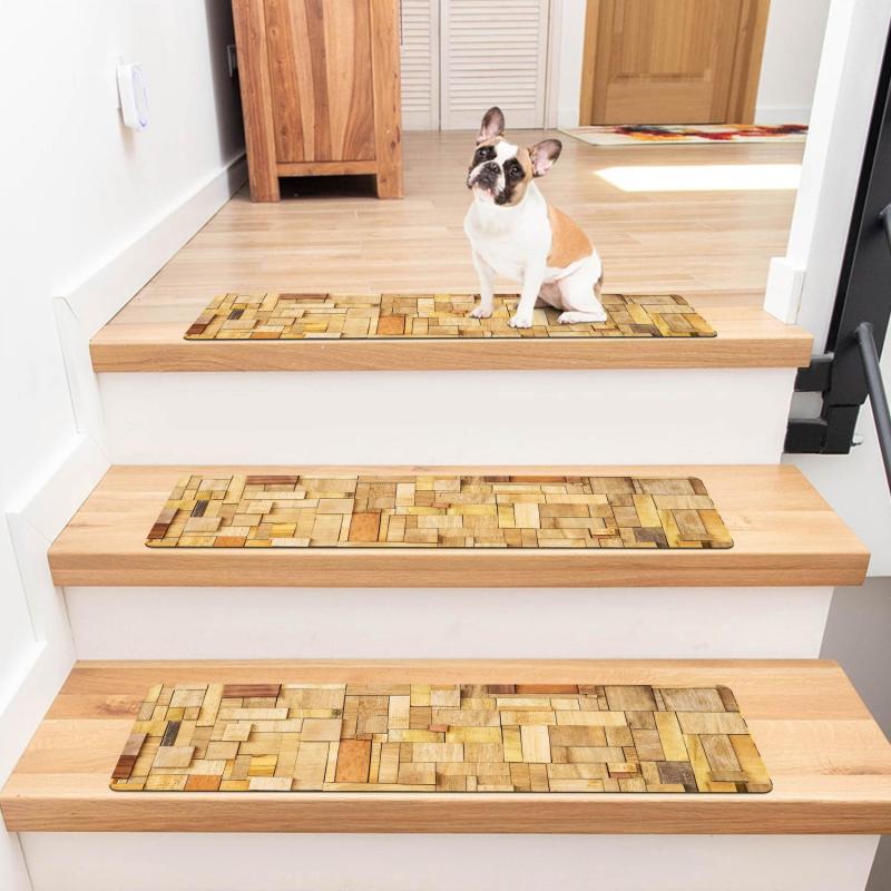 Wooden Board Print Stair Mat Non-slip Carpet 76.2cm x 20cm