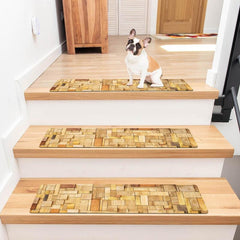 Wooden Board Print Stair Mat Non-slip Carpet 76.2cm x 20cm