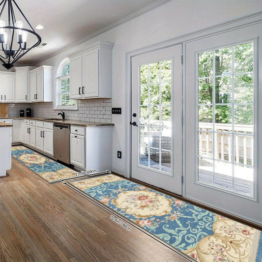 Vintage Floral Laundry Room Rug Runner Soft Non Slip Perfect for Hardwood Floors