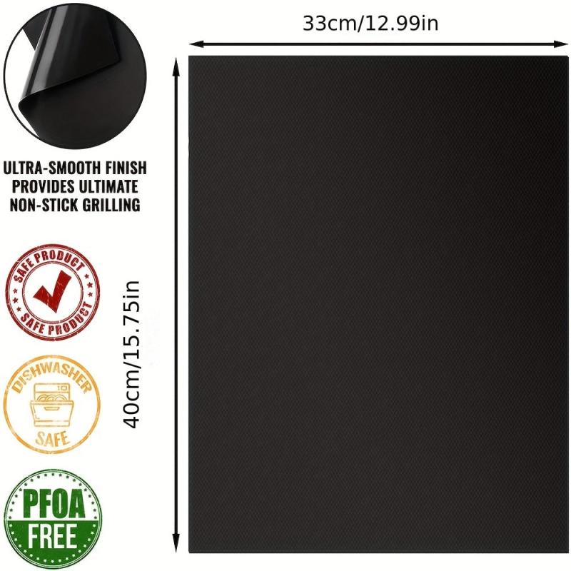 2pcs Non stick BBQ Grill Mat Baking Mat Heat Resistant Cooking Grilling Sheet