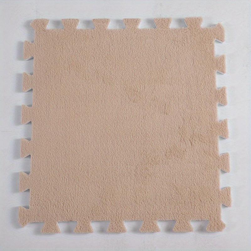 12pcs Plush Puzzle Foam Floor Mat Square Interlocking Carpet Fluffy Area Rug