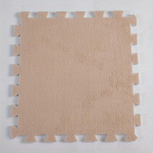 12pcs Plush Puzzle Foam Floor Mat Square Interlocking Carpet Fluffy Area Rug