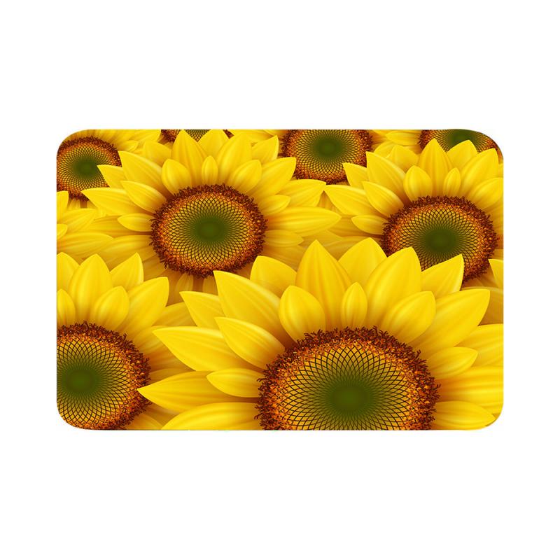 Soft Flannel Floor Mat Sunflowers Non-slip Waterproof Area Rugs