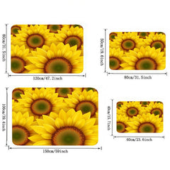 Soft Flannel Floor Mat Sunflowers Non-slip Waterproof Area Rugs