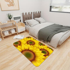 Soft Flannel Floor Mat Sunflowers Non-slip Waterproof Area Rugs