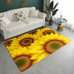 Soft Flannel Floor Mat Sunflowers Non-slip Waterproof Area Rugs