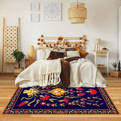 Vintage Floral Area Rug Anti Fatigue Shag Carpet