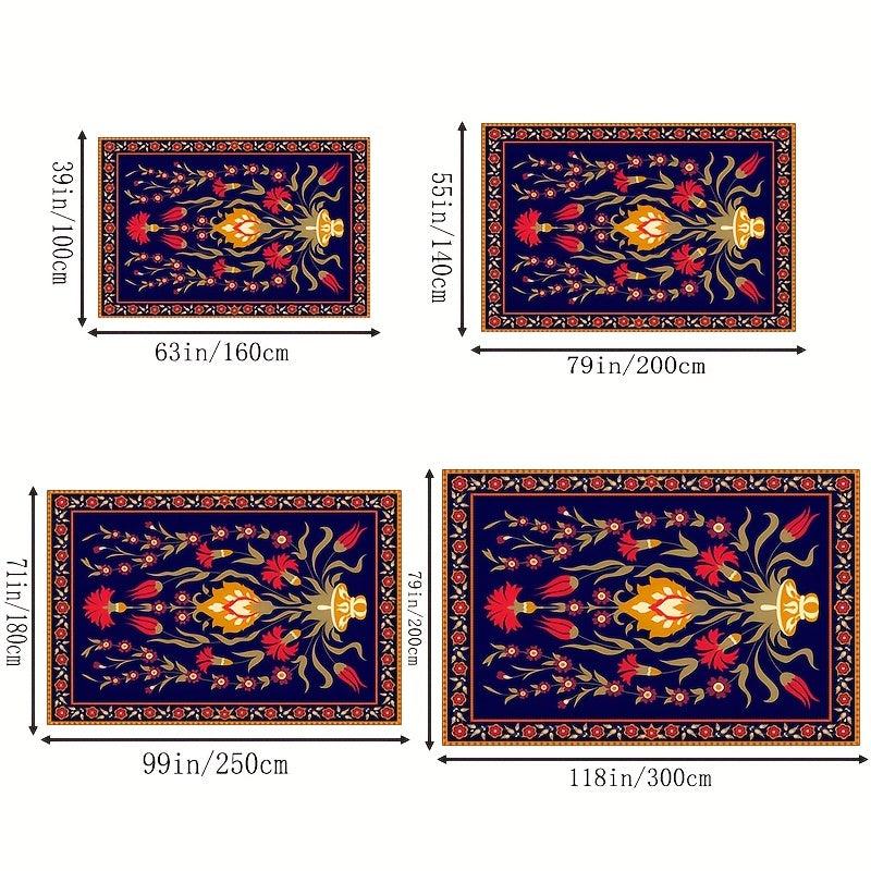 Vintage Floral Area Rug Anti Fatigue Shag Carpet