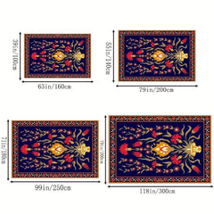 Vintage Floral Area Rug Anti Fatigue Shag Carpet