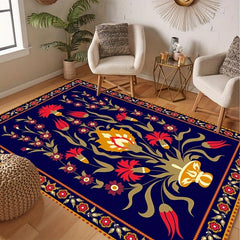 Vintage Floral Area Rug Anti Fatigue Shag Carpet
