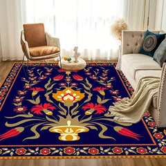 Vintage Floral Area Rug Anti Fatigue Shag Carpet