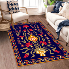 Vintage Floral Area Rug Anti Fatigue Shag Carpet
