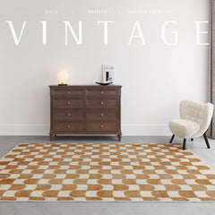 French Retro Checkerboard Rug Plush Carpet