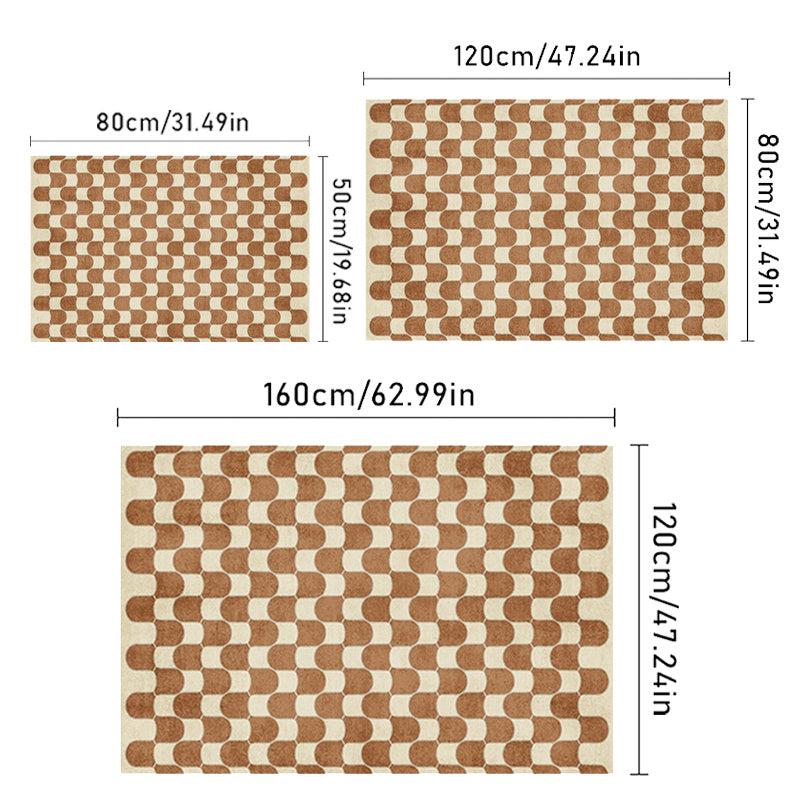 French Retro Checkerboard Rug Plush Carpet