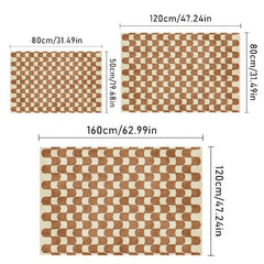 French Retro Checkerboard Rug Plush Carpet