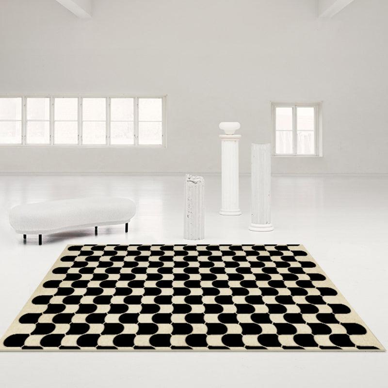 French Retro Checkerboard Rug Plush Carpet