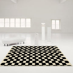 French Retro Checkerboard Rug Plush Carpet