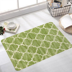 Moroccan Washable Rug Green Non Slip Low Pile Kitchen Entryway Rugs