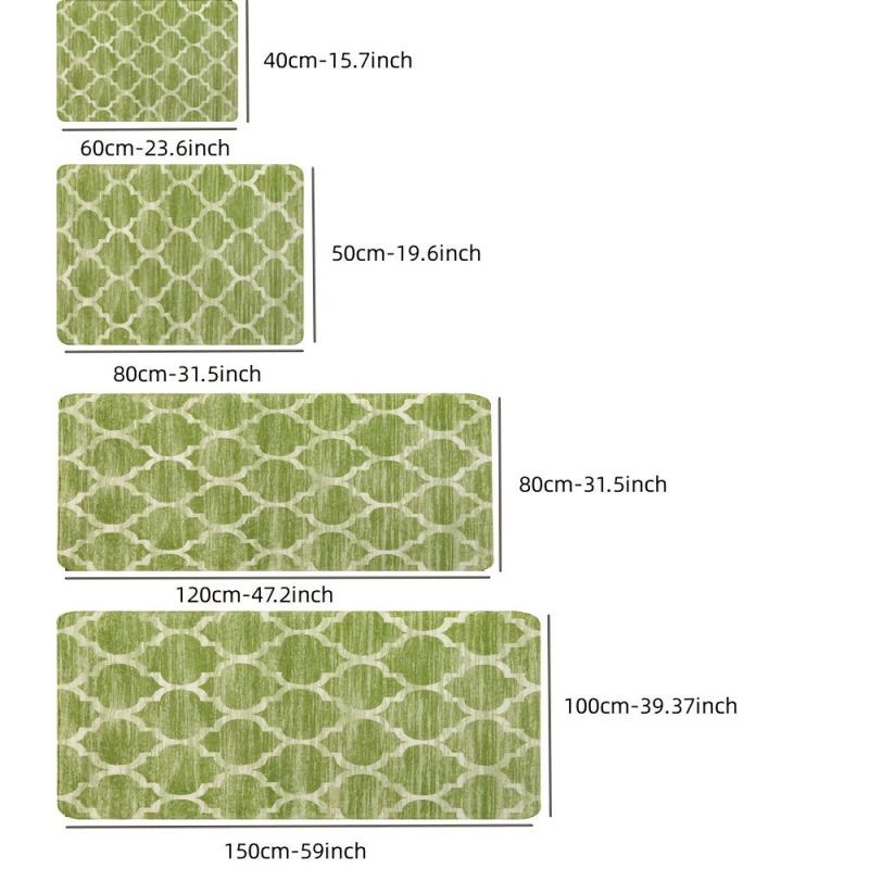Moroccan Washable Rug Green Non Slip Low Pile Kitchen Entryway Rugs