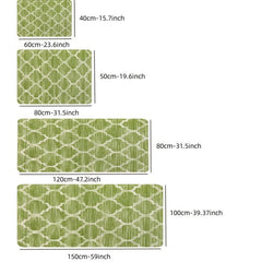 Moroccan Washable Rug Green Non Slip Low Pile Kitchen Entryway Rugs