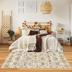 Golden Bohemian Vintage Rug Soft Washable Non Slip Durable Living Room Carpet