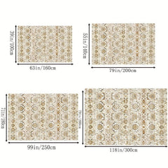 Golden Bohemian Vintage Rug Soft Washable Non Slip Durable Living Room Carpet