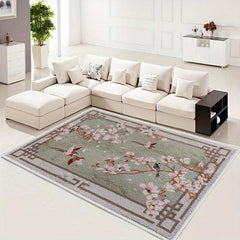 Non Slip Flower Pattern Cashmere Carpet for Living Room - Soft and Cozy