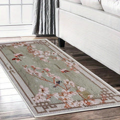 Non Slip Flower Pattern Cashmere Carpet for Living Room - Soft and Cozy