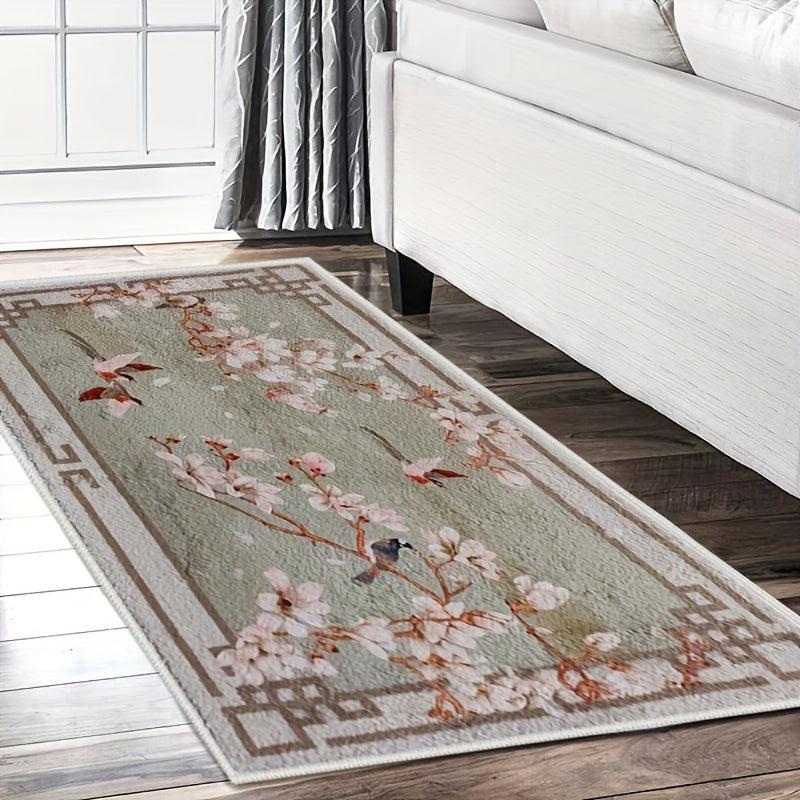 Non Slip Flower Pattern Cashmere Carpet for Living Room - Soft and Cozy