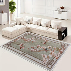 Non Slip Flower Pattern Cashmere Carpet for Living Room - Soft and Cozy