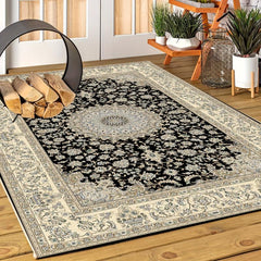 Waterproof Reversible Outdoor Rug Mat Vintage Boho Style Machine Washable