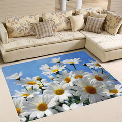 Fresh Daisy Print Living Room Carpet Non-slip Bathroom Entrance Foot Rug