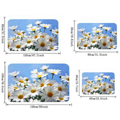 Fresh Daisy Print Living Room Carpet Non-slip Bathroom Entrance Foot Rug