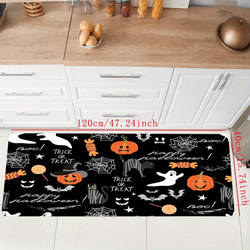 Halloween Pumpkin Ghost Kitchen Floor Mat Anti Slip Hallway Balcon Polyester Car