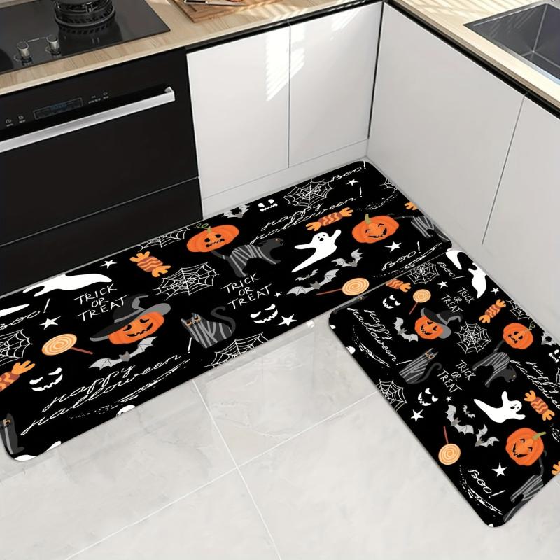 Halloween Pumpkin Ghost Kitchen Floor Mat Anti Slip Hallway Balcon Polyester Car
