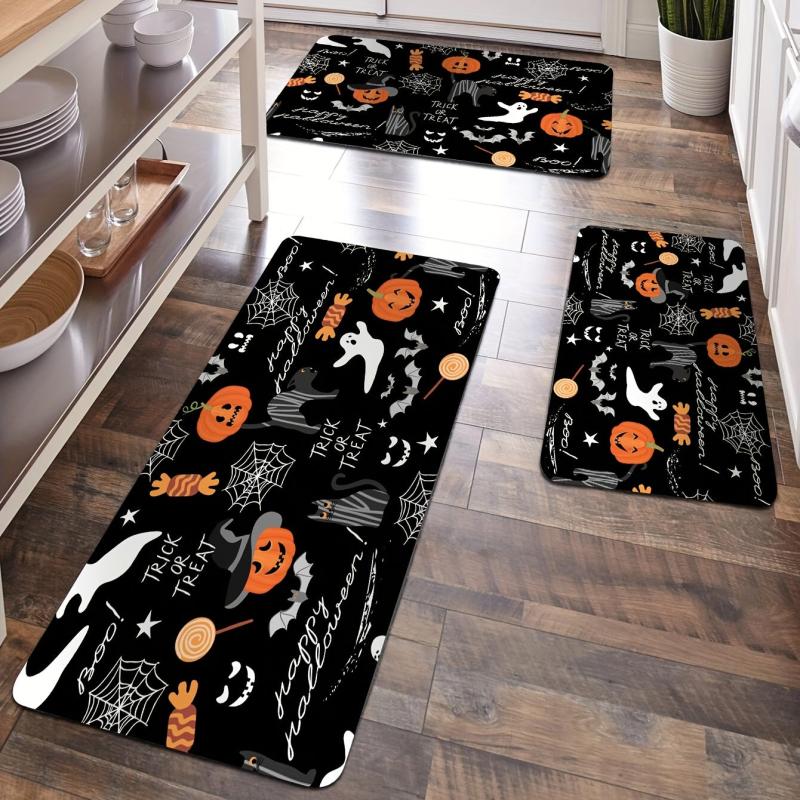 Halloween Pumpkin Ghost Kitchen Floor Mat Anti Slip Hallway Balcon Polyester Car