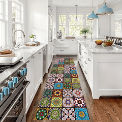 Washable Boho Runner Carpet Non-Slip for Corridors Living Rooms Waterproof