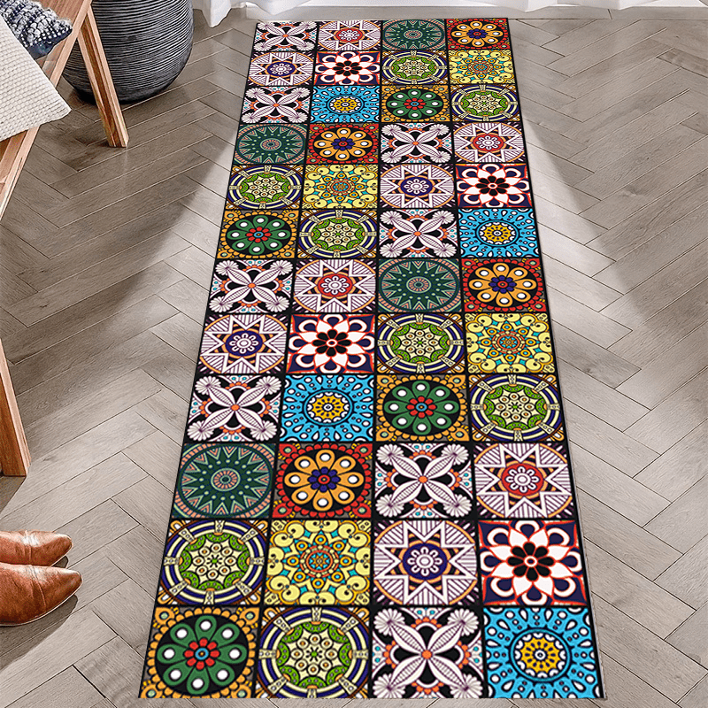 Washable Boho Runner Carpet Non-Slip for Corridors Living Rooms Waterproof
